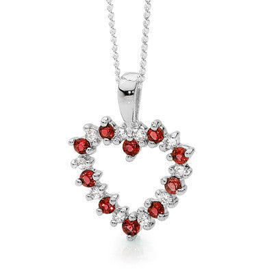 Sterling Silver Created Ruby And Cubic Zirconia Pendant