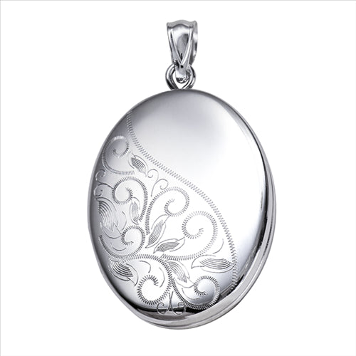 Sterling Silver Patterned Oval Locket