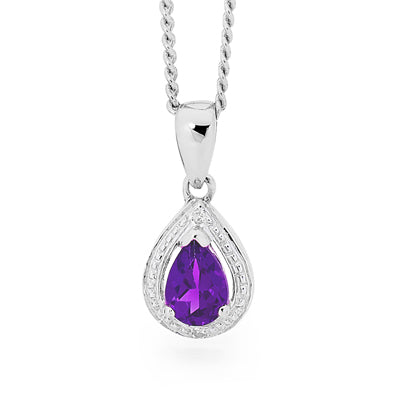 Sterling Silver Amethyst And Cubic Zirconia Pendant