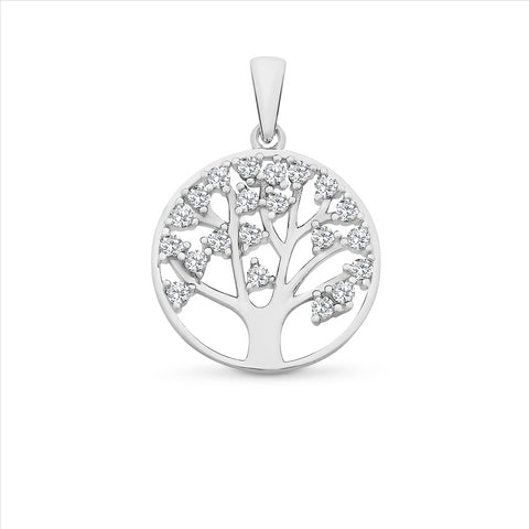 Sterling Silver Cubic Zirconia Tree of Life Pendant