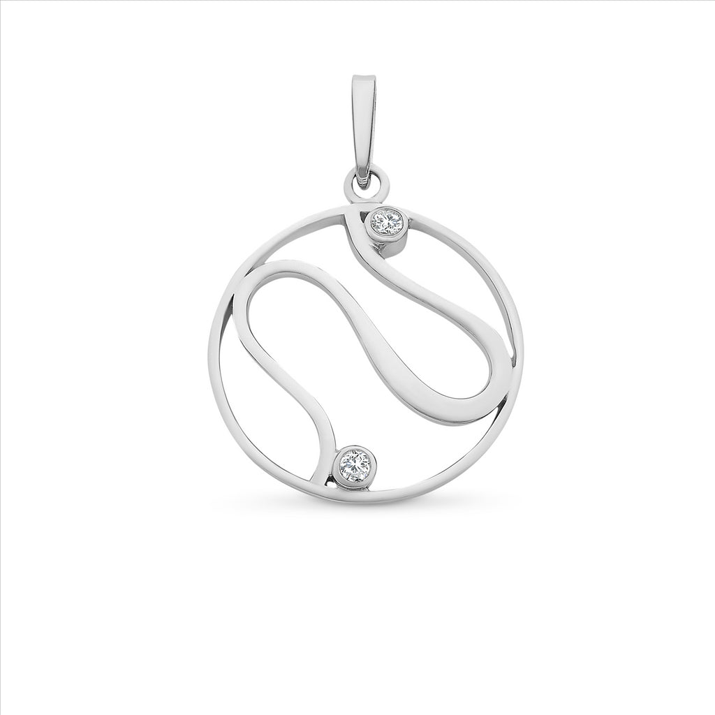 Sterling Silver Diamond Swirl Pendant & Chain