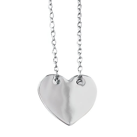 Sterling Silver Rhodium Plated Heart Necklace