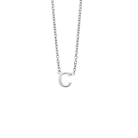 Sterling Silver C Initial Necklace