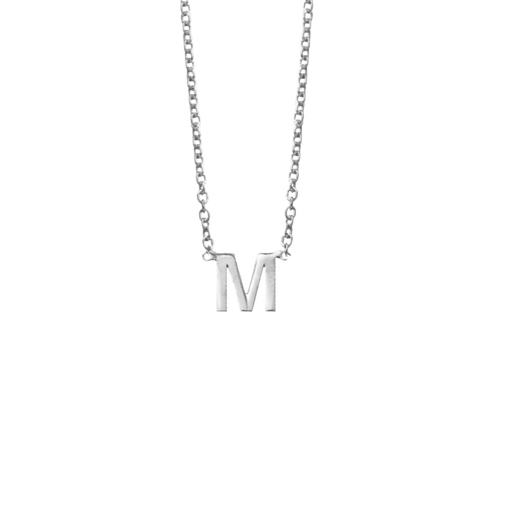 Sterling Silver M Initial Necklace