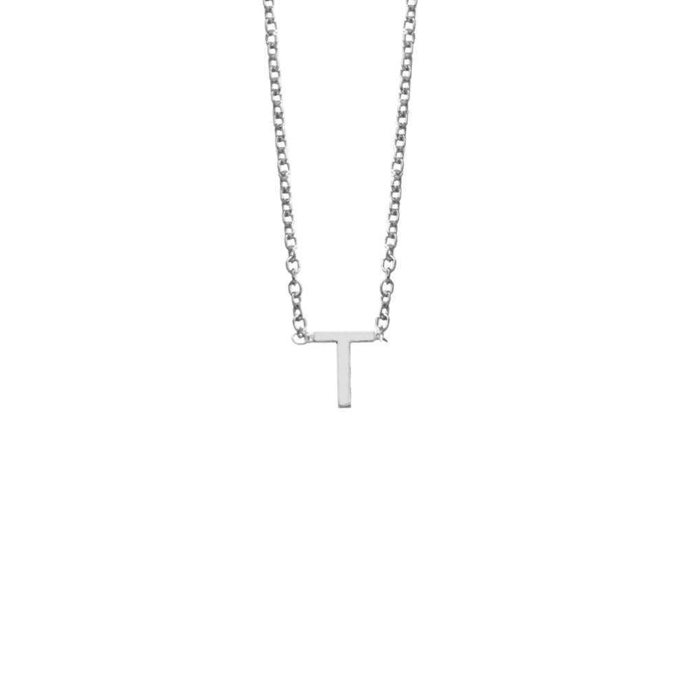 Sterling Silver T Initial Necklace