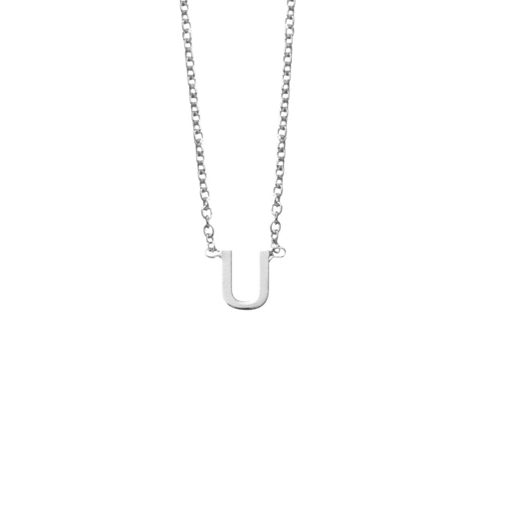 Sterling Silver U Initial Necklace