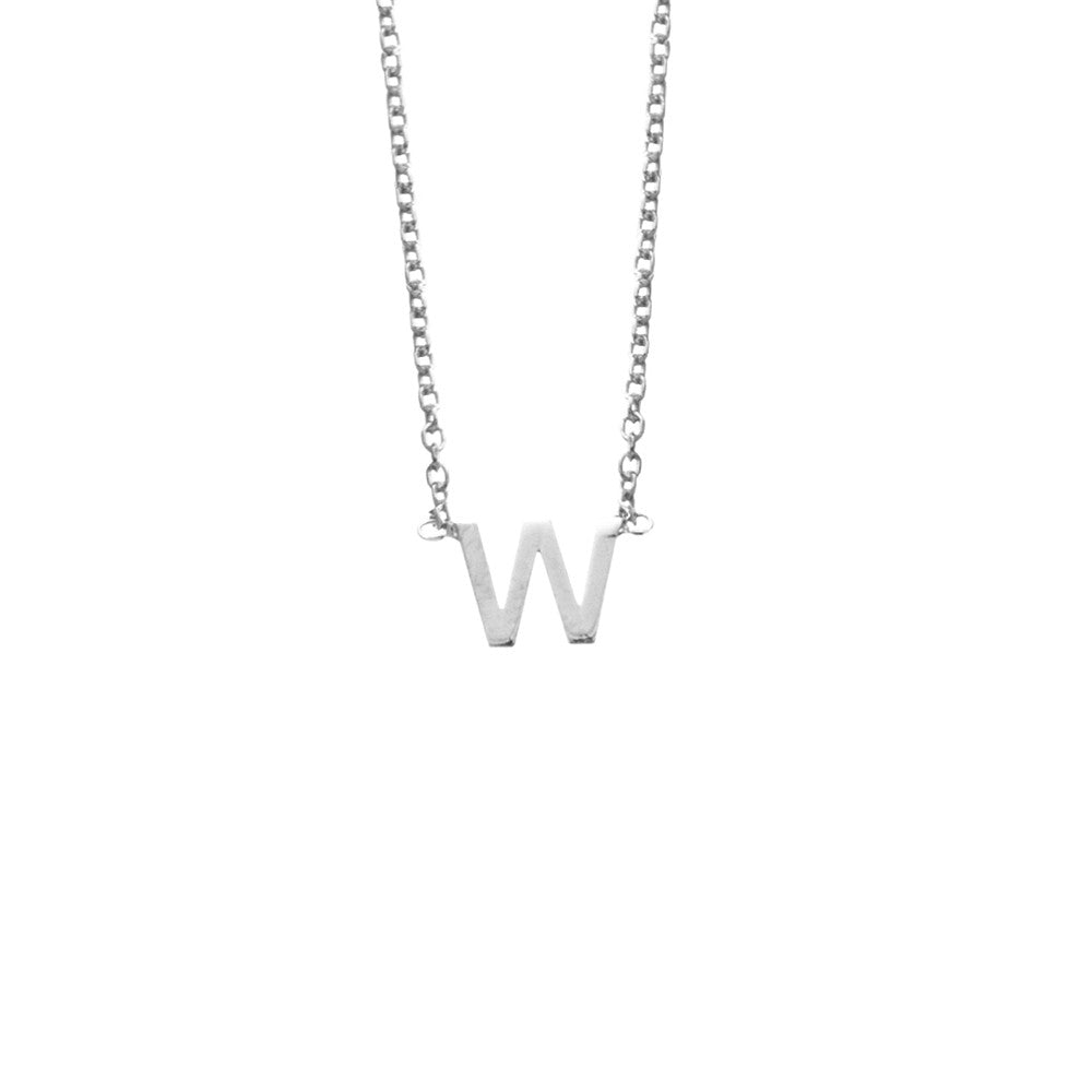 Sterling Silver W Initial Necklace