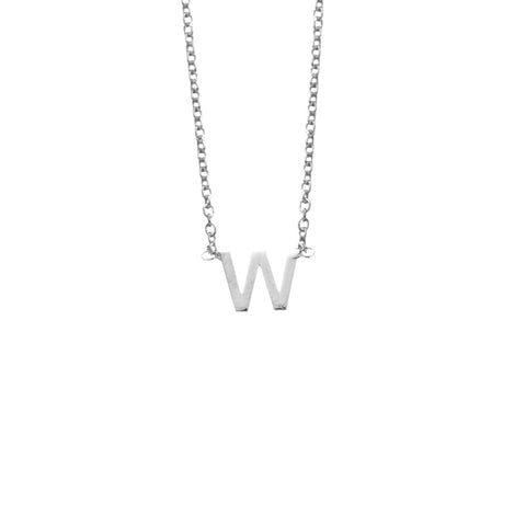 Sterling Silver W Initial Necklace