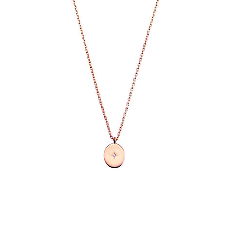 Silver Rose Gold Plated Cubic Zirconia Oval Pendant