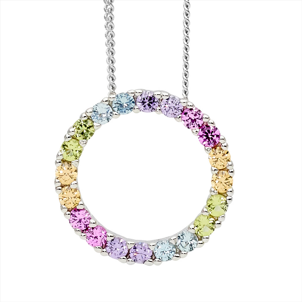 Sterling Silver Pastel Open Circle Pendant
