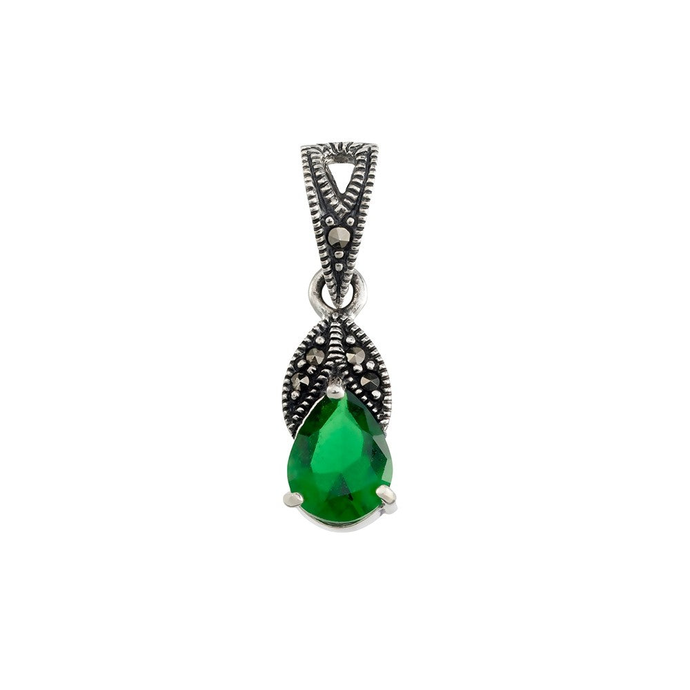 Emerald on sale pendant silver