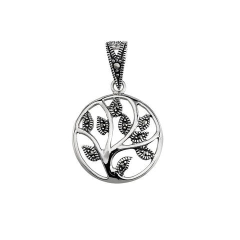 Silver Marcasite Tree Of Life Pendant