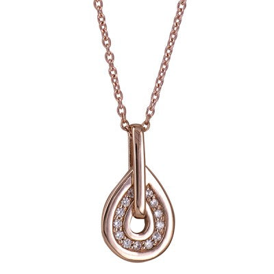 Silver Rose Gold Plated Cubic Zirconia Teardrop Necklace