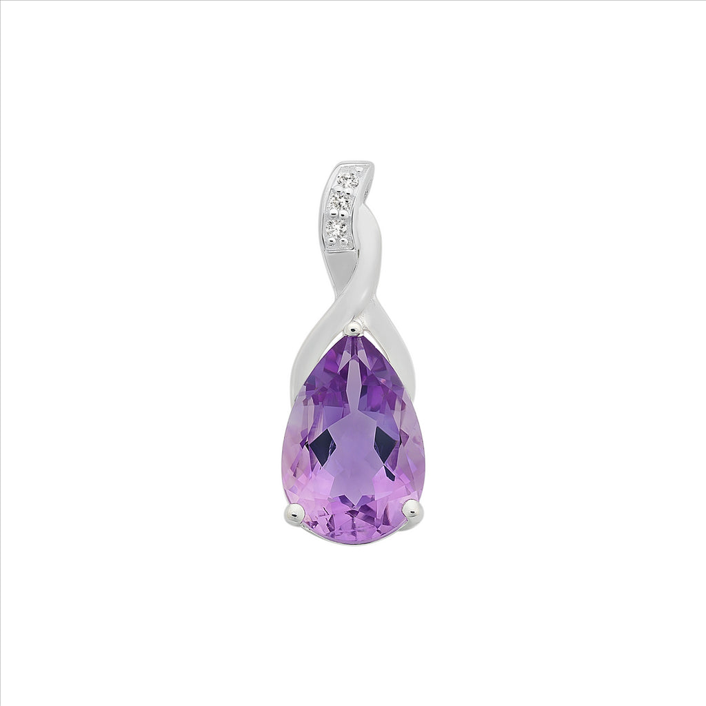 Sterling Silver Amethyst & Cubic Zirconia Pendant