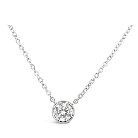 EverGem Zirconia Silver Bezel Set Round Stone Necklet