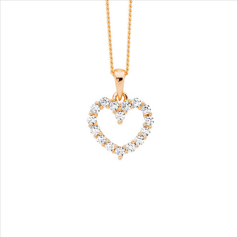 Sterling Silver Rose Gold Plated Heart Pendant