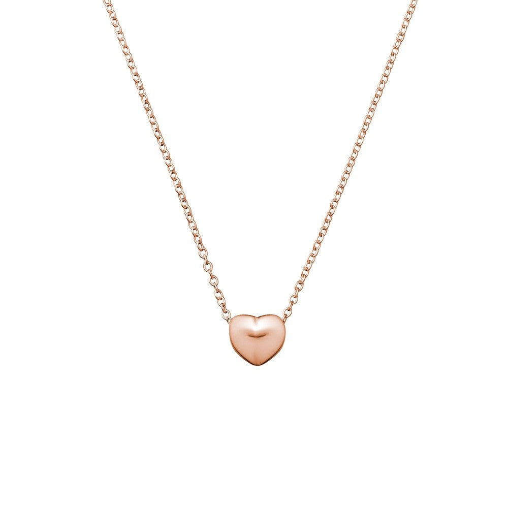 Sterling Silver Rose Gold Plate Heart On Chain