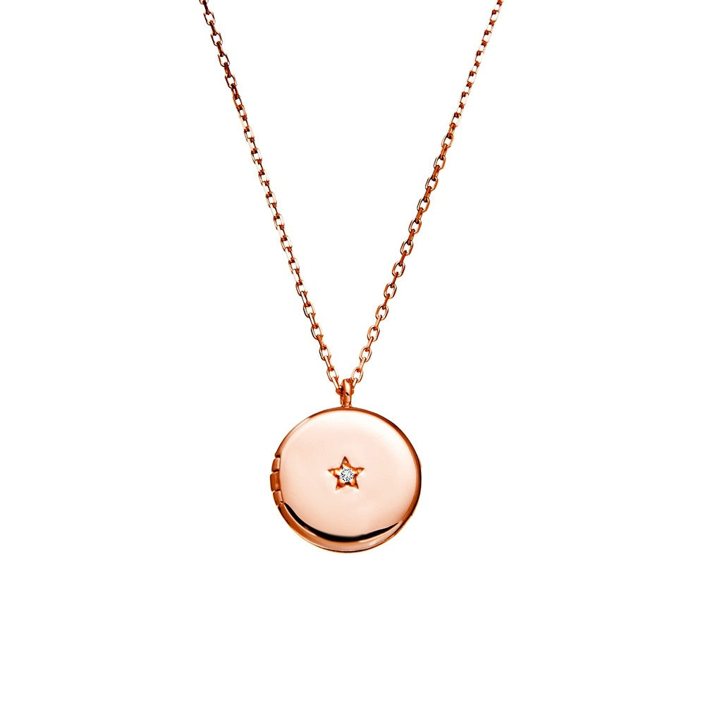 Sterling Silver Rose Gold Plated Disc Pendant