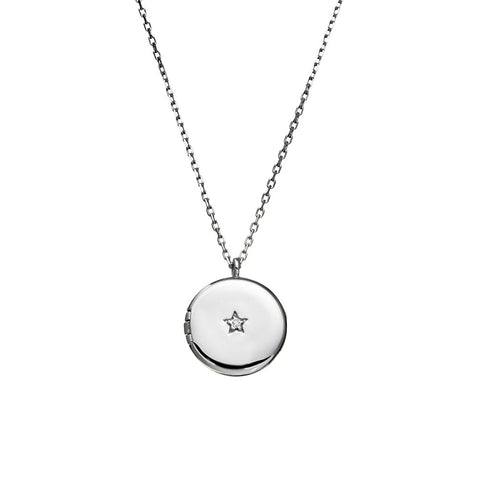 Sterling Silver Disc Pendant with Zirconia