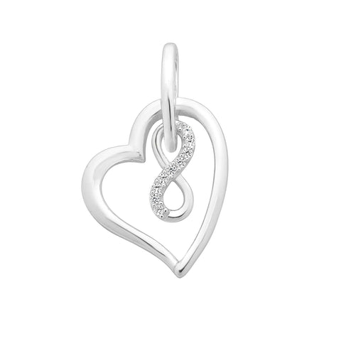 Sterling Silver Cubic Zirconia Heart Infinity Pendant