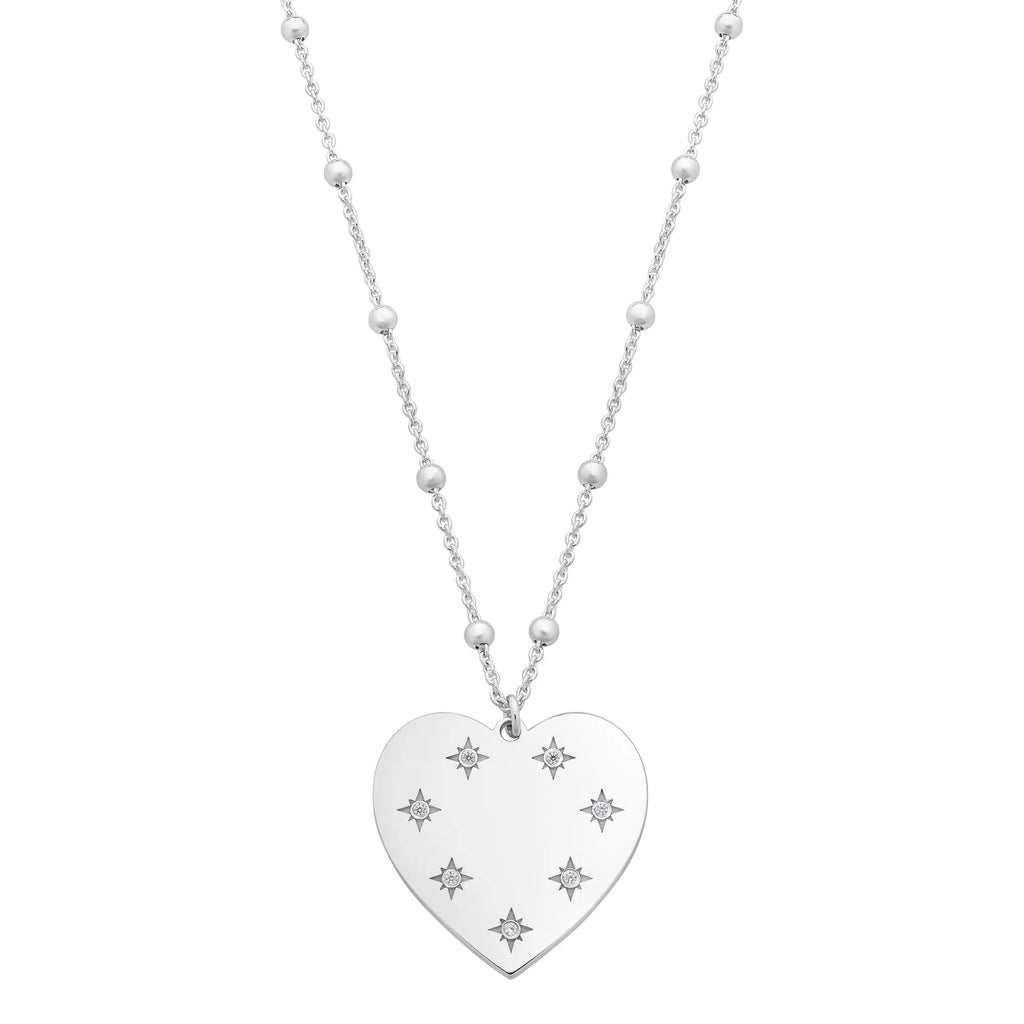 Sterling Silver Cubic Zirconia Heart Necklace