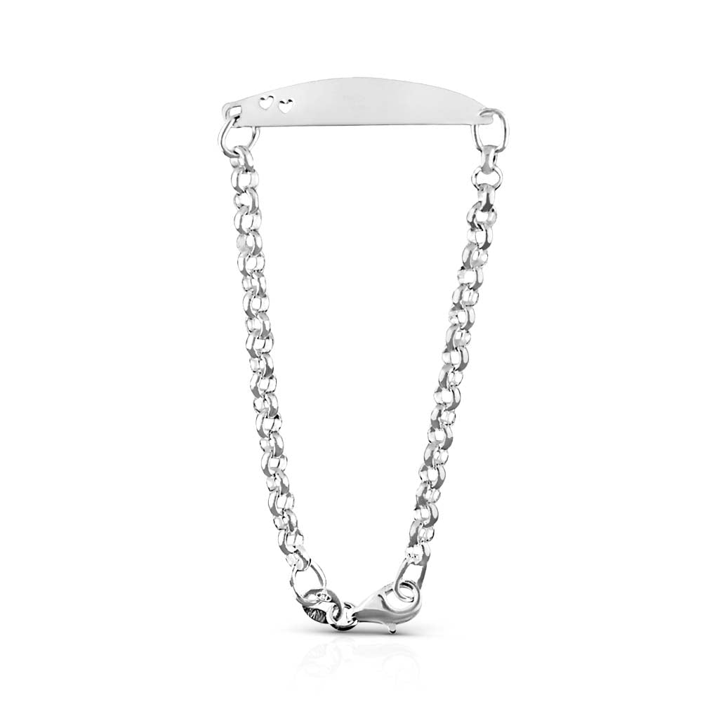 Sterling Silver Baby ID Bracelet With Cut Out Hearts