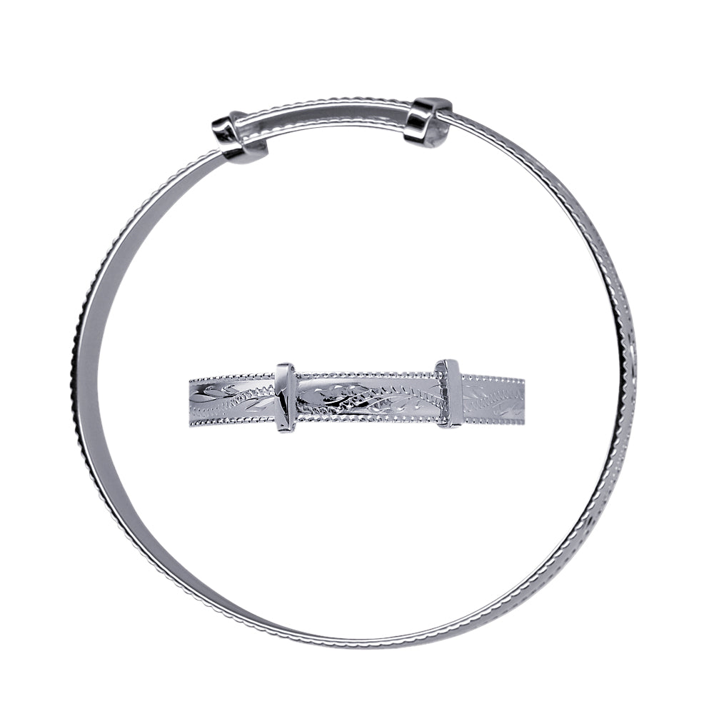 Sterling Silver Small Child's Expandable Engraved Bangle