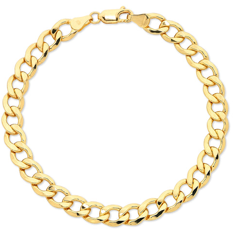 9ct Yellow Gold Silver Filled Mens Curb Bracelet