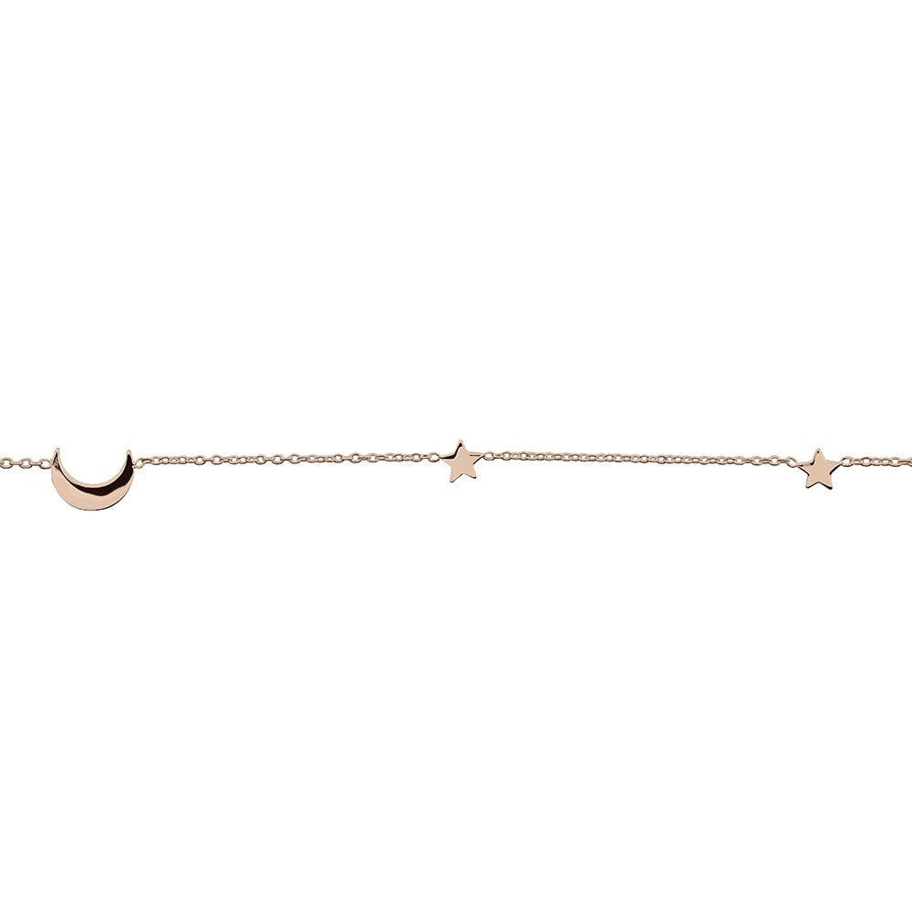 Silver Rose Gold Plated Star And Moon Bracelet