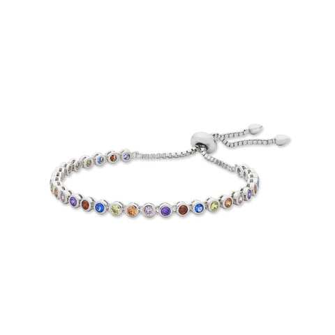 Sterling Silver Multi-Coloured Cubic Zirconia Bracelet