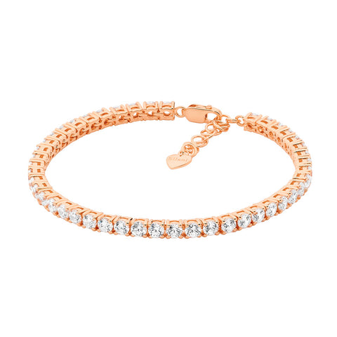 Sterling Silver Rose Gold Plated Cubic Zirconia Tennis Bracelet