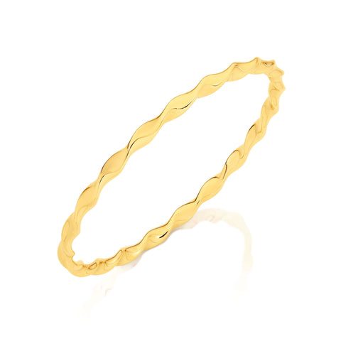 9ct Yellow Gold Silver Filled Wave Bangle