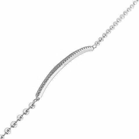 Sterling Silver Cubic Zirconia Bar Bracelet