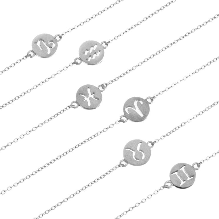 Sterling silver zodiac charm bracelet - Aquarius