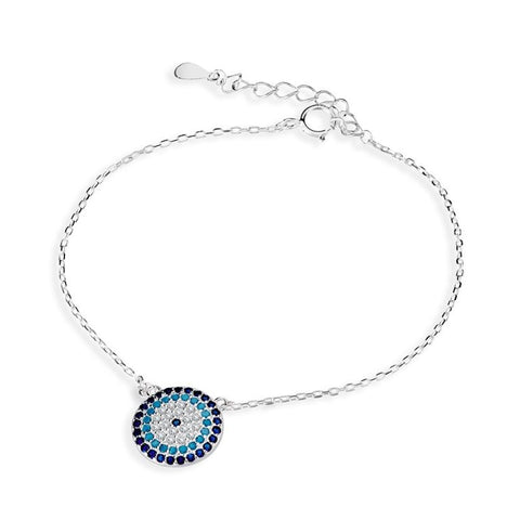 Sterling Silver Cubic Zirconia Evil Eye Bracelet