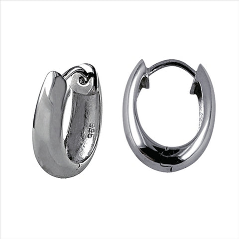 Sterling Silver Plain Oval Huggies