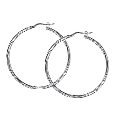 Sterling Silver 40mm Italian Twist Hoops