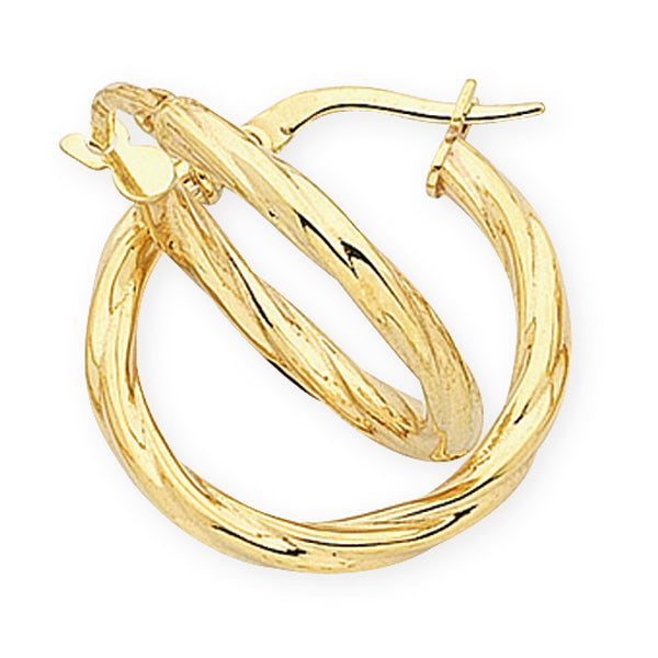 9ct Yellow Gold Silver Filled Small Twist Hoops