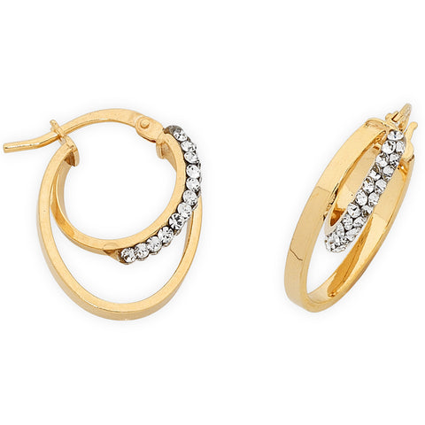 9ct Gold Silver-Filled Crystal set Hoops