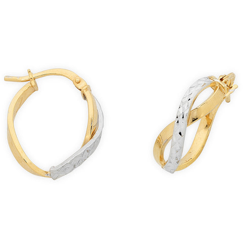 9ct Gold Two Tone Silver Filled Hoops