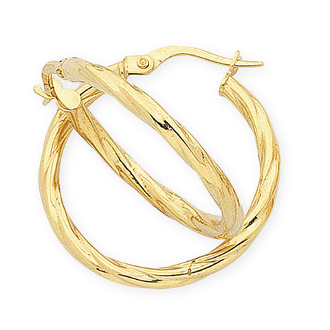 9ct Yellow Gold Silver Filled Hoops.