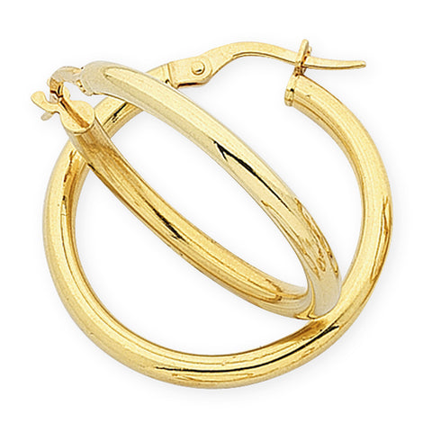 9ct Yellow Gold Silver-filled 20mm Hoops