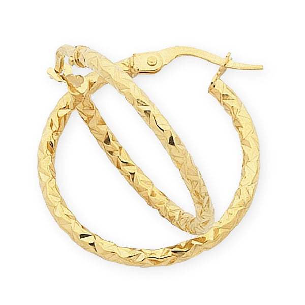 9ct Yellow Gold Silver Filled PatternedHoops