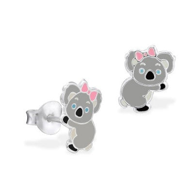 Sterling silver koala studs with enamel