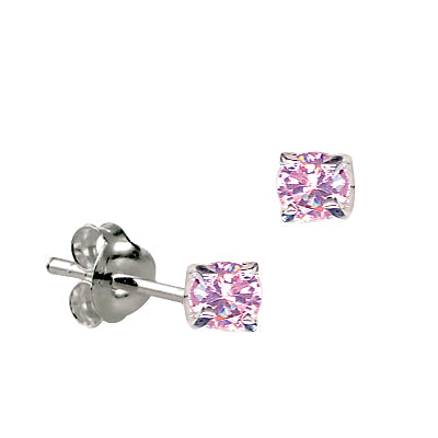 Sterling Silver Pink Cubic Zirconia Studs