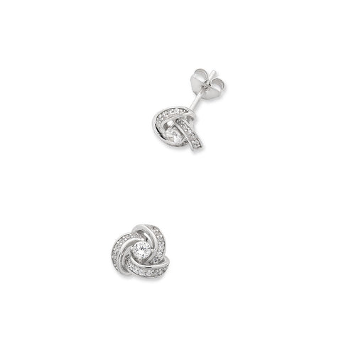 Sterling Silver Cubic Zirconia Knot Studs