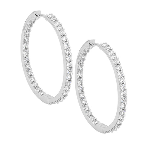 Sterling Silver Cubic Zirconia Set Hoops