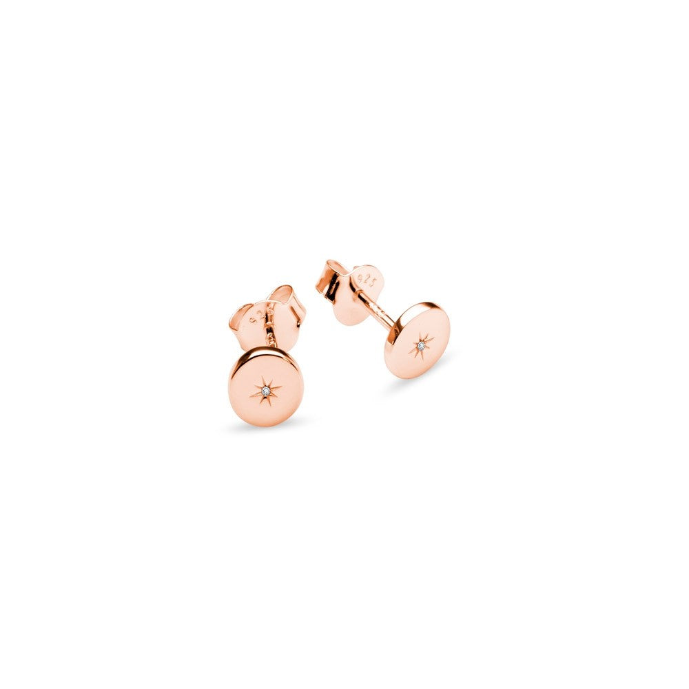 Sterling Silver Rose Gold Plated Disc Studs