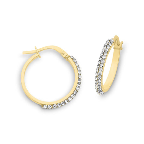 9ct Gold Silver-filled Crystal Set Hoops