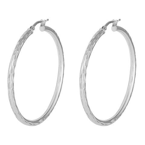 Sterling Silver Diamond Cut Hoops 40mm